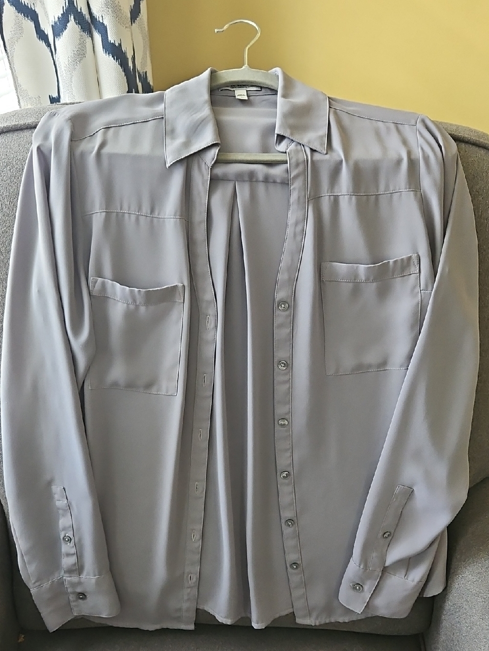 Express Light Gray Button-Front Shirt Jacket